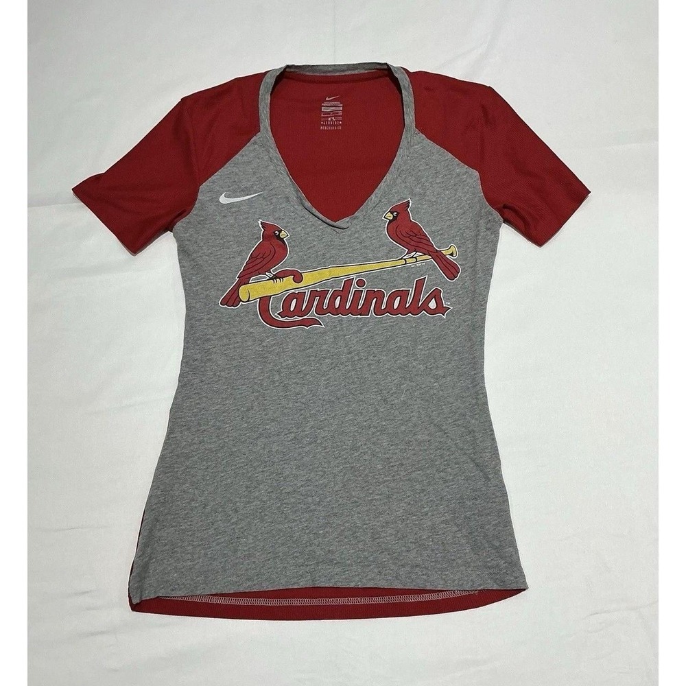 St Louis Cardinals Shirt Womens Small Gray Nike MLB Baseball Logo